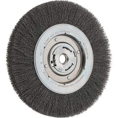 Weiler - 10" OD, 3/4" Arbor Hole, Crimped Steel Wheel Brush - 1-1/8" Face Width, 1-7/8" Trim Length, 0.014" Filament Diam, 3,600 RPM - Exact Industrial Supply