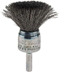 Weiler - 3/4" Brush Diam, Crimped, End Brush - 1/4" Diam Shank, 22,000 Max RPM - Exact Industrial Supply
