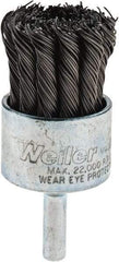 Weiler - 1-1/8" Brush Diam, Knotted, End Brush - 1/4" Diam Shank, 22,000 Max RPM - Exact Industrial Supply