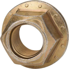 Made in USA - 1/4-20 Grade 8 Steel Hex Flange Lock Nut - Zinc Yellow Dichromate Finish - Exact Industrial Supply