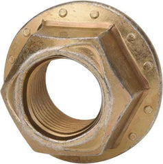 Made in USA - 3/8-24 Grade 8 Steel Hex Flange Lock Nut - Zinc Yellow Dichromate Finish - Exact Industrial Supply