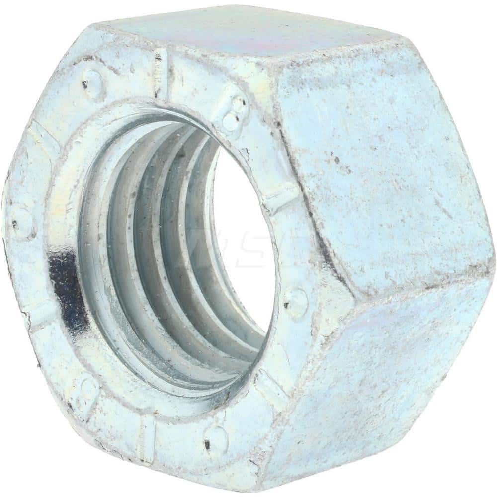 Hex Nut: 7/16-14, Grade 9 Steel, Zinc-Plated Clear Chromate Right Hand Thread, 11/16″ Across Flats, ANSI & ASME B18.2.2