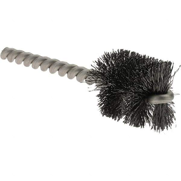 Weiler - 1" Diam Helical Steel Tube Brush - Single Spiral, 0.008" Filament Diam, 1" Brush Length, 3-1/2" OAL, 1/4" Diam Stainless Steel Shank - Exact Industrial Supply