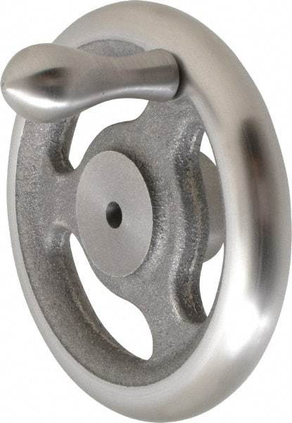 Made in USA - 5", Straight Handwheel - 1-1/2" Hub, Cast Iron, Plain Finish - Exact Industrial Supply