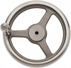 Made in USA - 10", Straight Handwheel - 2-1/4" Hub, Cast Iron, Plain Finish - Exact Industrial Supply