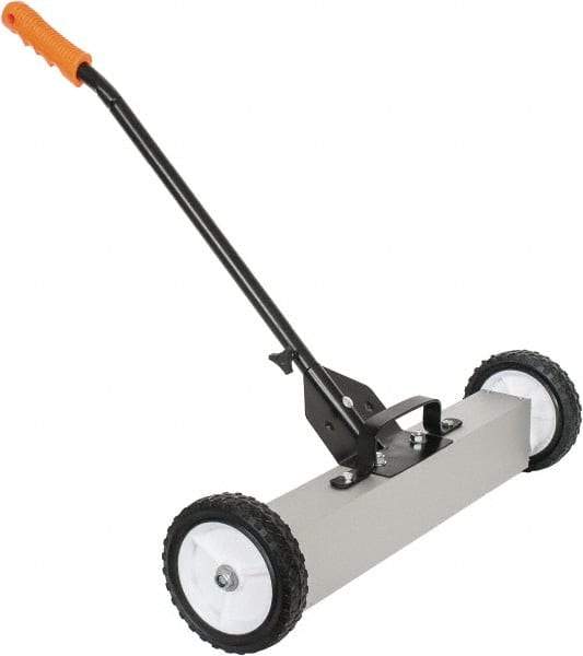 Shields Magnetics - 24" Long Push Magnetic Sweeper with Wheels - 6-13/16" Wide x 13" High x 48" Long, 7" Wheel Diam, 3/4 to 1-1/2" Clearance - Exact Industrial Supply