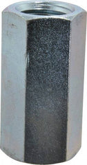 Value Collection - 1-8 UNC, 2-3/4" OAL Steel Standard Coupling Nut - Zinc-Plated Finish, 1-3/8" Width Across Flats - Exact Industrial Supply