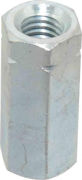 Made in USA - 1/2-13 UNC, 1-3/4" OAL Steel Standard Coupling Nut - Zinc-Plated Finish, 3/4" Width Across Flats - Exact Industrial Supply