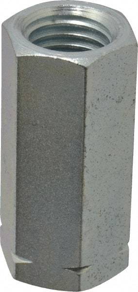 Made in USA - 3/4-10 UNC, 2-1/4" OAL Steel Standard Coupling Nut - Zinc-Plated Finish, 1" Width Across Flats - Exact Industrial Supply