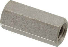 Made in USA - 1/4-20 UNC, 7/8" OAL Stainless Steel Standard Coupling Nut - 3/8" Width Across Flats - Exact Industrial Supply