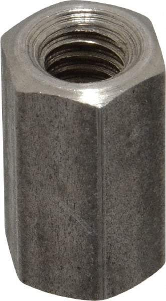 Made in USA - 5/16-18 UNC, 7/8" OAL Stainless Steel Standard Coupling Nut - 1/2" Width Across Flats - Exact Industrial Supply