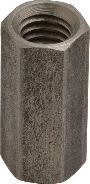 Made in USA - 3/8-16 UNC, 1-1/8" OAL Stainless Steel Standard Coupling Nut - 1/2" Width Across Flats - Exact Industrial Supply