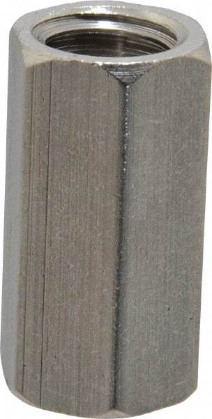 Made in USA - 1/2-13 UNC, 1-1/4" OAL Stainless Steel Standard Coupling Nut - 5/8" Width Across Flats - Exact Industrial Supply