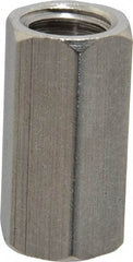 Made in USA - 1/2-13 UNC, 1-1/4" OAL Stainless Steel Standard Coupling Nut - 5/8" Width Across Flats - Exact Industrial Supply