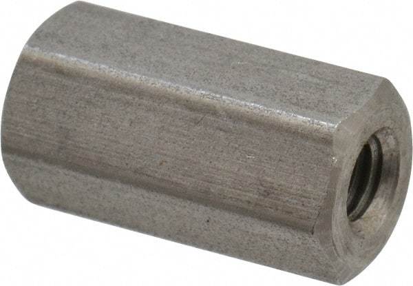 Made in USA - #10-32 UNF, 3/4" OAL Stainless Steel Standard Coupling Nut - 3/8" Width Across Flats - Exact Industrial Supply