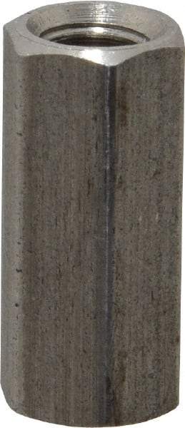 Made in USA - 1/4-28 UNF, 7/8" OAL Stainless Steel Standard Coupling Nut - 3/8" Width Across Flats - Exact Industrial Supply