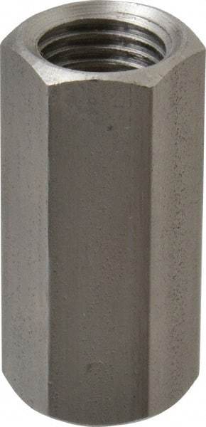 Made in USA - 7/16-20 UNF, 1-1/4" OAL Stainless Steel Standard Coupling Nut - 9/16" Width Across Flats - Exact Industrial Supply