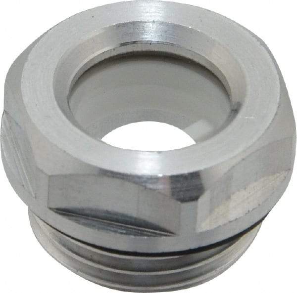 J.W. Winco - G 1/2 Thread, 23mm Distance Across Flats, Aluminum Oil Level Sight Glasses - 26mm Flange Diameter, 7.5mm Head Height, 8.5mm Length Under Head - Exact Industrial Supply