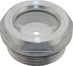 J.W. Winco - G 1 Thread, 36mm Distance Across Flats, Aluminum Oil Level Sight Glasses - 40mm Flange Diameter, 8.5mm Head Height, 11mm Length Under Head - Exact Industrial Supply