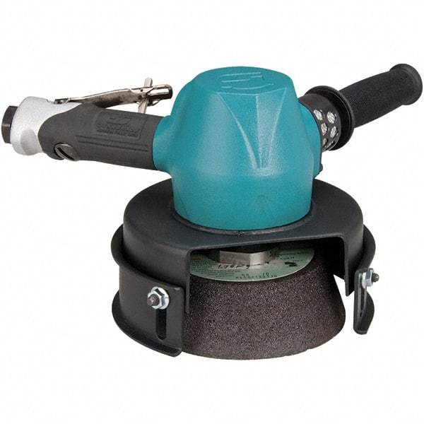Dynabrade - 6" Wheel Diam, 6,000 RPM, Pneumatic Angle & Disc Grinder - 5/8-11 Spindle, 80 CFM, Rear Exhaust - Exact Industrial Supply