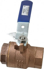 NIBCO - 1-1/2" Pipe, Full Port, Bronze Standard Ball Valve - 2 Piece, Inline - One Way Flow, FNPT x FNPT Ends, Lever Handle, 600 WOG, 150 WSP - Exact Industrial Supply