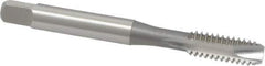 OSG - #12-28 UNF, 2 Flute, Bright Finish, High Speed Steel Spiral Point Tap - Bottoming Chamfer, Right Hand Thread, 2-3/8" OAL, 15/16" Thread Length, 0.22" Shank Diam, 2B/3B Class of Fit, Series 105B - Exact Industrial Supply