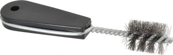 Value Collection - 1-1/4" Long x 1" Diam Steel Hand Pipe Brush - Single Spiral, 160mm OAL, 0.25" Wire Diam, 0.213" Shank Diam - Exact Industrial Supply