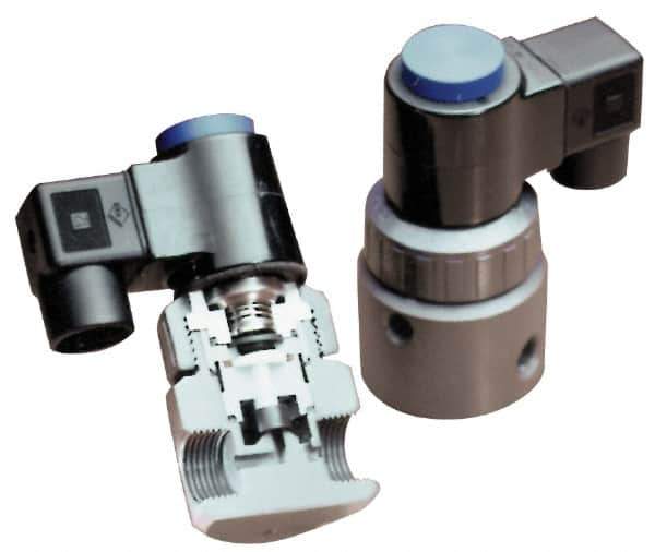 Plast-O-Matic - Direct Acting, PVC Solenoid Valve - Normally Closed, Viton Seal - Exact Industrial Supply