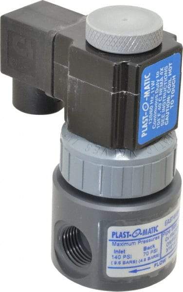 Plast-O-Matic - Direct Acting, PVC Solenoid Valve - Normally Closed, Viton Seal - Exact Industrial Supply