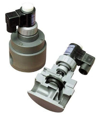Plast-O-Matic - 1-1/2" Port, Pilot Operated, PVC Solenoid Valve - Normally Closed, EPDM Seal - Exact Industrial Supply
