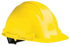 Hard Hat: Class E, 4-Point Suspension Yellow, Polyethylene, Slotted