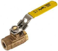 Apollo - 1/4" Pipe, Standard Port, Bronze Standard Ball Valve - 2 Piece, NPT Ends, Locking Lever Handle, 600 WOG, 150 WSP - Exact Industrial Supply
