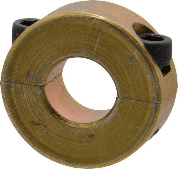 Climax Metal Products - 1/2" Bore, Steel, Two Piece Clamping Shaft Collar - 1-1/8" Outside Diam, 13/32" Wide - Exact Industrial Supply