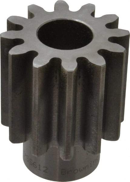 Browning - 6 Pitch, 2" Pitch Diam, 2.33" OD, 12 Tooth Spur Gear - 2" Face Width, 1" Bore Diam, 1-1/2" Hub Diam, 20° Pressure Angle, Steel - Exact Industrial Supply