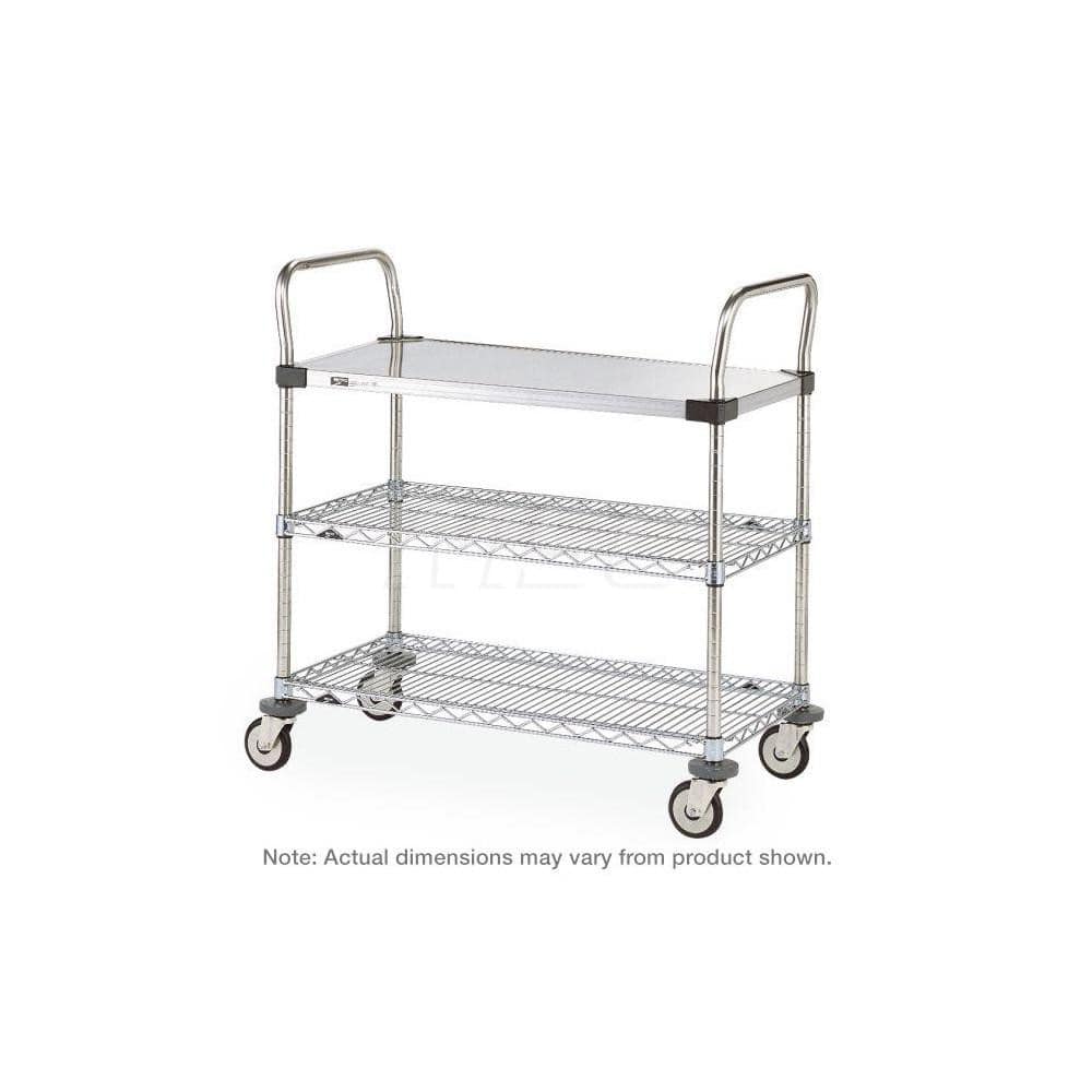 Metro - Carts; Type: Utility ; Load Capacity (Lb.): 375.000 ; Number of Shelves: 3 ; Width (Inch): 24 ; Length (Inch): 36 ; Height (Inch): 39 - Exact Industrial Supply