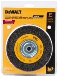 DeWALT - 6" OD, 3/8" Arbor Hole, Crimped Steel Wheel Brush - 3/4" Face Width, 0.014" Filament Diam, 6,000 RPM - Exact Industrial Supply