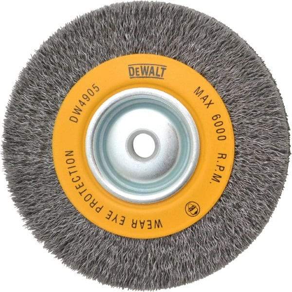 DeWALT - 6" OD, 5/8" Arbor Hole, Crimped Steel Wheel Brush - 1" Face Width, 0.014" Filament Diam, 6,000 RPM - Exact Industrial Supply