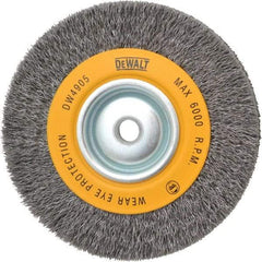 DeWALT - 6" OD, 5/8" Arbor Hole, Crimped Steel Wheel Brush - 1" Face Width, 0.014" Filament Diam, 6,000 RPM - Exact Industrial Supply