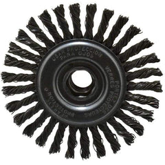 DeWALT - 4" OD, 5/8-11 Arbor Hole, Knotted Steel Wheel Brush - 0.02" Filament Diam, 20,000 RPM - Exact Industrial Supply