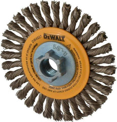 DeWALT - 4" OD, 5/8-11 Arbor Hole, Knotted Stainless Steel Wheel Brush - 0.02" Filament Diam, 20,000 RPM - Exact Industrial Supply