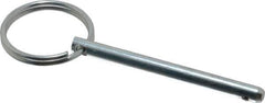 Gibraltar - 3/16" Pin Diam, 2" Long, Zinc Plated Steel Ball Lock Hitch Pin - 1-13/16" Usable Length - Exact Industrial Supply