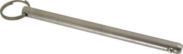 Gibraltar - 3/8" Pin Diam, 5-1/2" Long, Uncoated Stainless Steel Ball Lock Hitch Pin - 5-1/8" Usable Length - Exact Industrial Supply