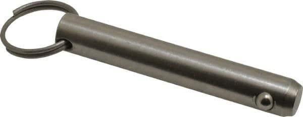 Gibraltar - 1/2" Pin Diam, 3" Long, Uncoated Stainless Steel Ball Lock Hitch Pin - 2-1/2" Usable Length - Exact Industrial Supply