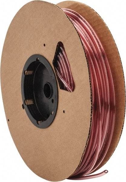 Parker - 1/8" ID x 1/4" OD, 1/16" Wall Thickness, 250' Long, Polyurethane Tube - Transparent Red, 125 Max psi, 90 - 95 Shore A Hardness, -40 to 180°F - Exact Industrial Supply