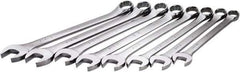 SK - 8 Piece, 1-1/16-1-1/2", 12 Point Combination Wrench Set - Inch Measurement Standard, Chrome Finish, Comes in Rack - Exact Industrial Supply