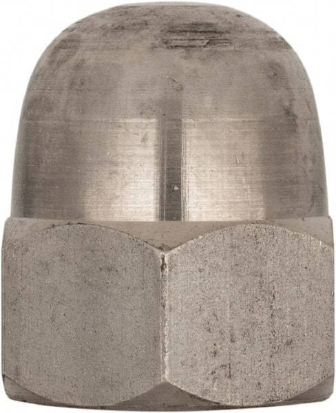 Value Collection - M22x2.5 Metric Coarse, 34mm Width Across Flats, Uncoated, Stainless Steel Acorn Nut - 39mm Overall Height, Austenitic A4, DIN 1587 - Exact Industrial Supply