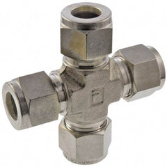 Parker - 3/8" OD, Stainless Steel Union Cross - -425 to 1,200°F, 9/16" Hex, All Comp Ends - Exact Industrial Supply