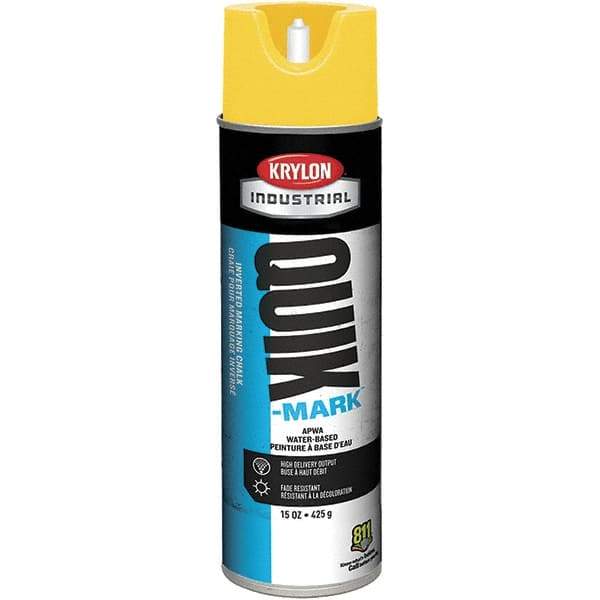 Krylon - 20 fl oz Yellow Marking Paint - 600' Coverage at 1" Wide, Water-Based Formula - Exact Industrial Supply
