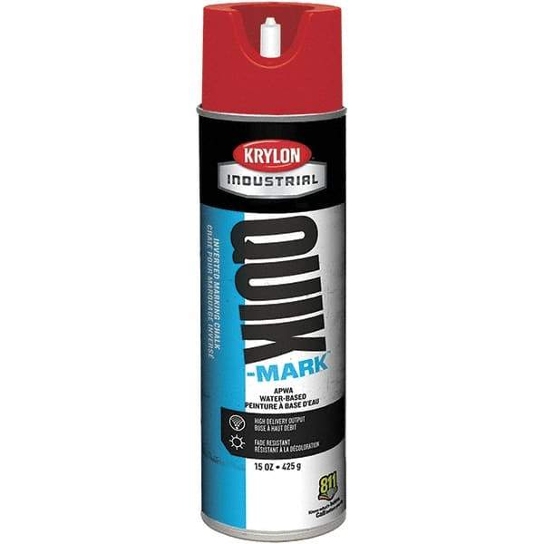 Krylon - 20 fl oz Red Marking Paint - 600' Coverage at 1" Wide, Water-Based Formula - Exact Industrial Supply