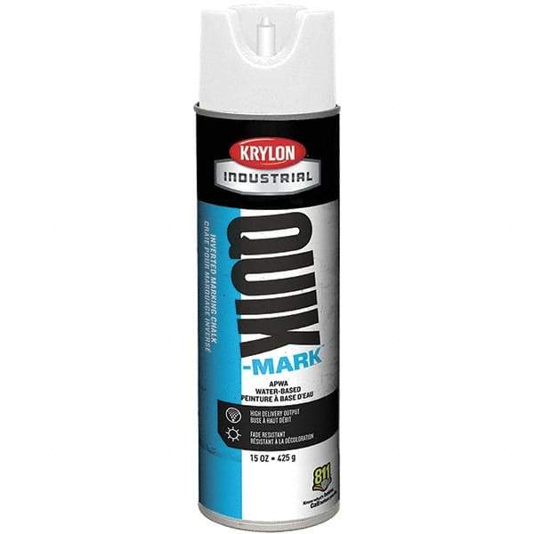 Krylon - 20 fl oz White Marking Paint - 600' Coverage at 1" Wide, Water-Based Formula - Exact Industrial Supply